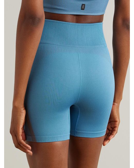 On Shoes Blue Studio Shorts Aus Geripptem Stretch-Material