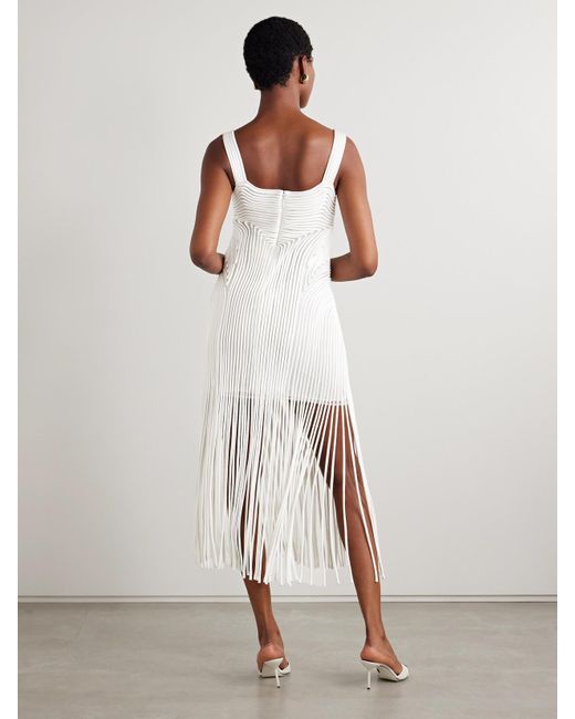 Robe Midi En Tulle À Appliqués Et À Franges Darby Jonathan Simkhai en coloris White