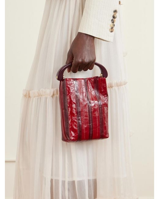 Dries Van Noten Red Eel-Effect Leather Shoulder Bag
