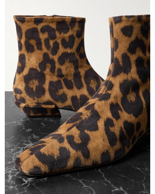 Paris Texas Brown Bettina Leopard-Print Suede Ankle Boots
