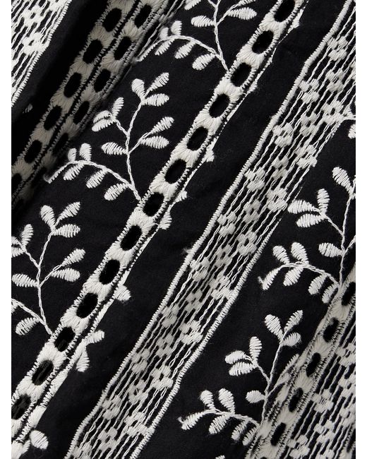 Loretta Caponi Black Castagneto Embroidered Cotton-Voile Maxi Skirt