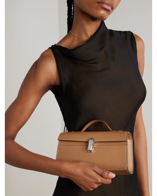 SAVETTE Brown Symmetry Pochette Leather Tote