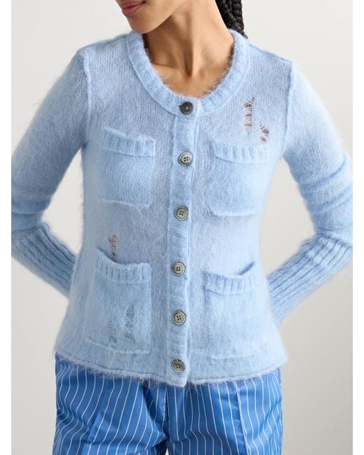 R13 Blue Gestrickter Cardigan Mit Distressed-Details