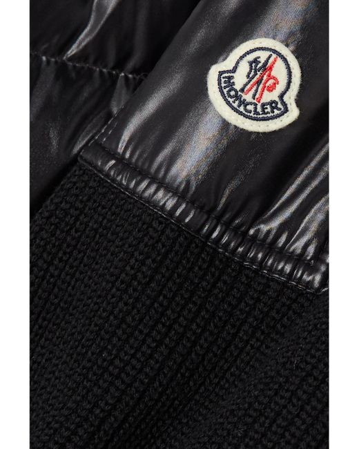 Moncler Black Ribbed Wool And Quilted Glossed-Shell Down Jacket
