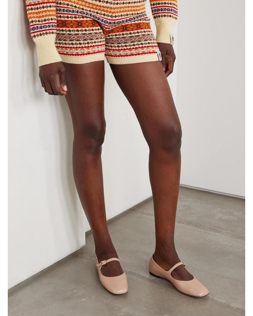 Bally Natural Belkys Leather Mary-Jane Ballet Flats