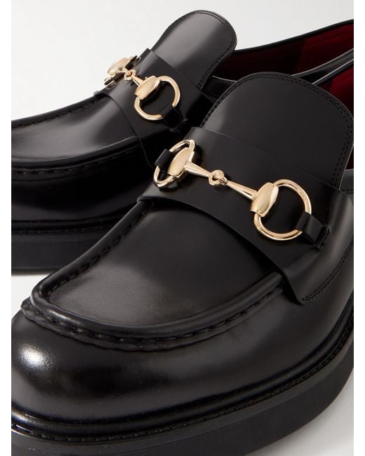 Gucci Black Horsebit-Embellished Leather Loafers