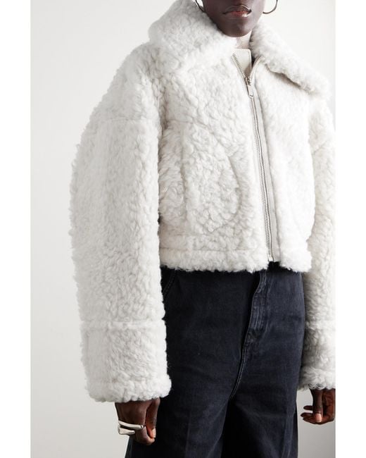 Halfboy White Cropped Shearling Jacket