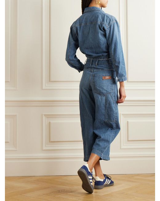 Rivet Utility Blue New Yorker Verkürzter Jumpsuit Aus Denim