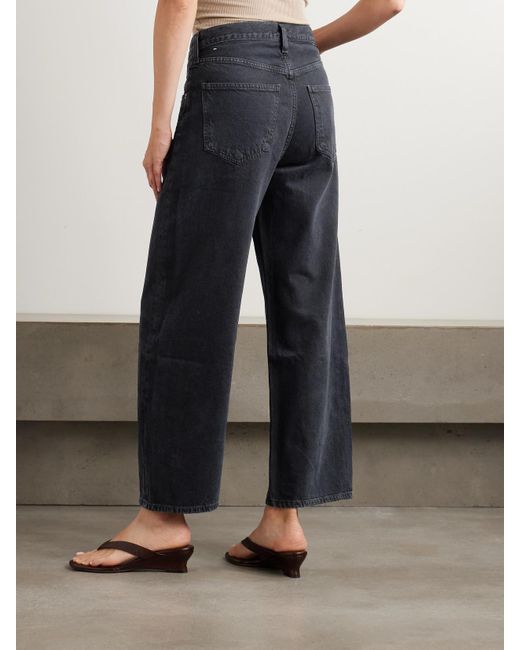 Agolde Blue Low Curve Crop High-Rise Wide-Leg Jeans