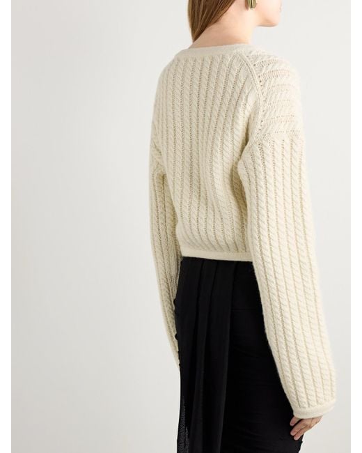 Khaite Natural Balser Cable-Knit Cashmere And Mohair-Blend Cardigan
