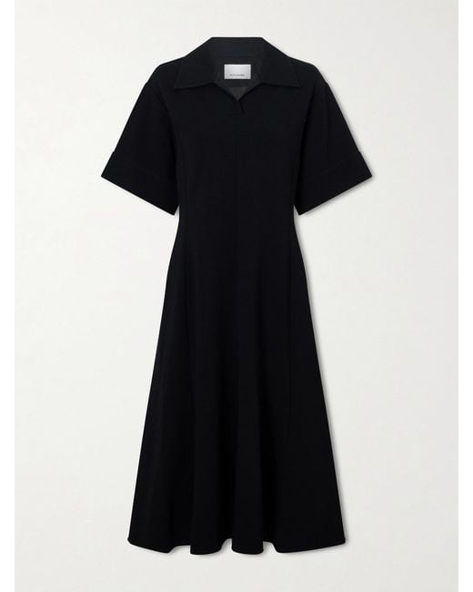 Jil Sander Black Paneled Crepe Midi Dress