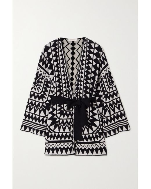 Eres Black Tribu Constellation Jacquard-knit Wool And Cashmere-blend Cardigan