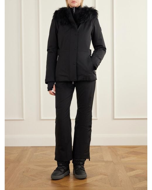 Moncler Black Loira Shearling-Trimmed Stretch-Shell Ski Jacket