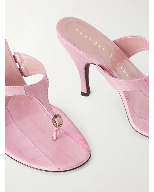 Herbert Levine Pink Kiss And Tell 100 Embellished Textured-Leather Sandals