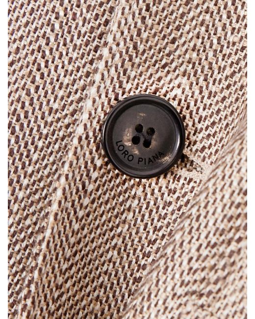 Loro Piana Natural Suede-Trimmed Silk And Linen-Blend Jacket