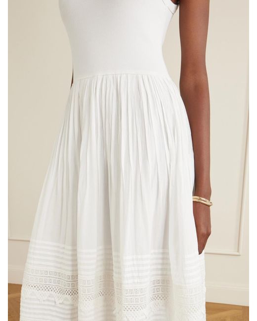 Polo Ralph Lauren White Crochet-Trimmed Ribbed Cotton-Blend Maxi Dress