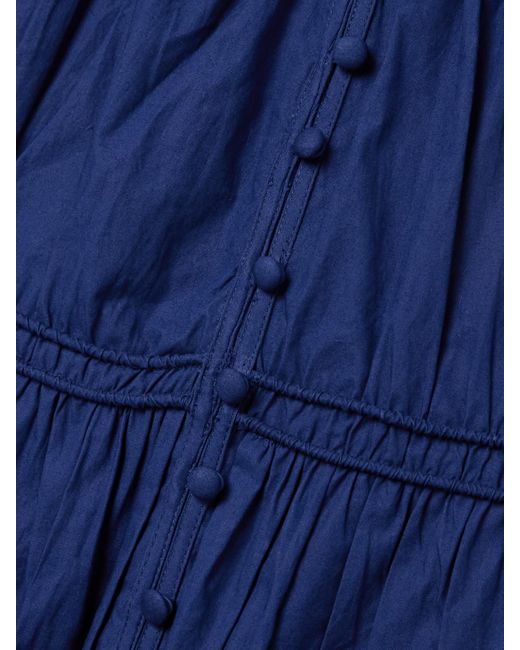 Sea Blue Camden Tiered Gathered Cotton-Voile Midi Dress