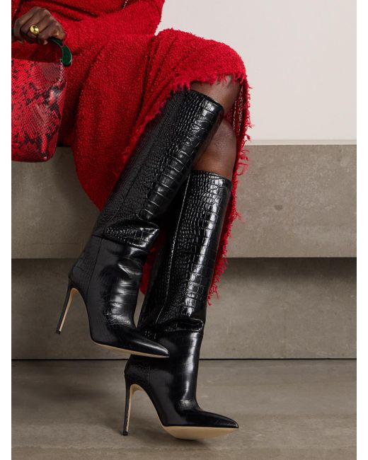 Bottes En Cuir Effet Croco Paris Texas en coloris Black
