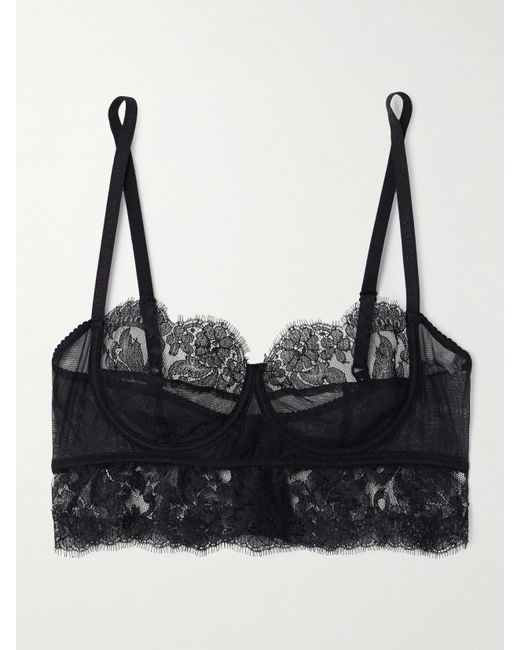 Soutien-Gorge À Armatures En Tulle À Finitions En Dentelle De Chantilly Dolce & Gabbana en coloris Black