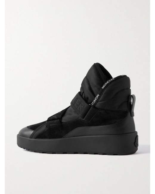 Moncler Black Cross Promyx Suede-Trimmed Quilted Shell And Leather High-Top Sneakers