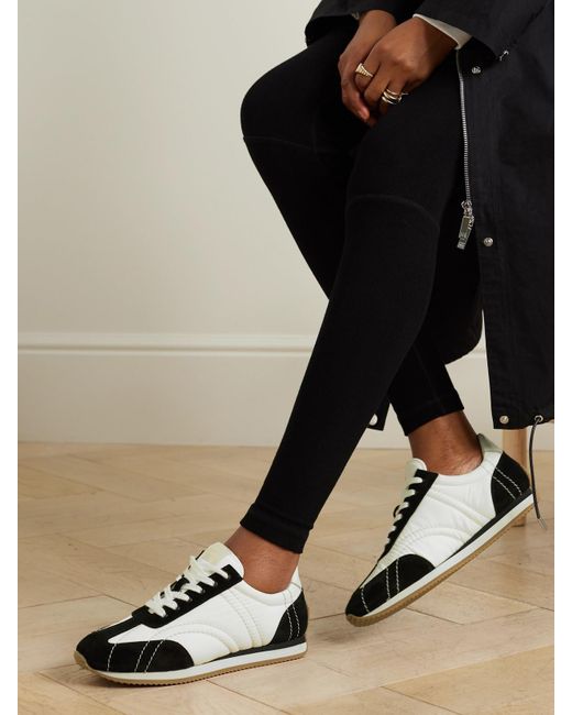 Totême  Black The Sport Leather-Trimmed Suede And Shell Sneakers