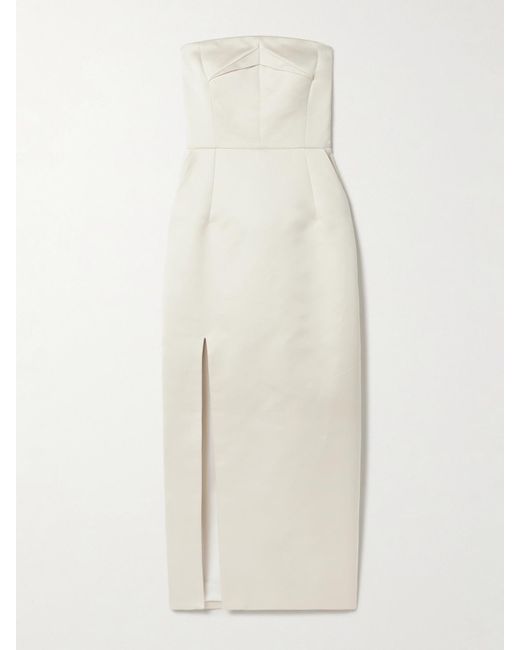 Emilia Wickstead White Pola Strapless Duchesse-Satin Midi Dress