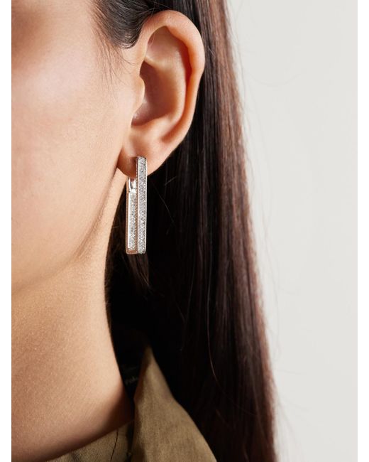 SHAY Natural Elongated Deco Link Ohrringe Aus 18 Karat Weißgold Mit Diamanten