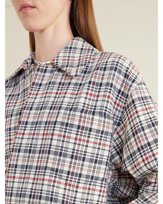 Victoria Beckham White Cocoon Checked Cotton And Virgin Wool-Blend Jacket