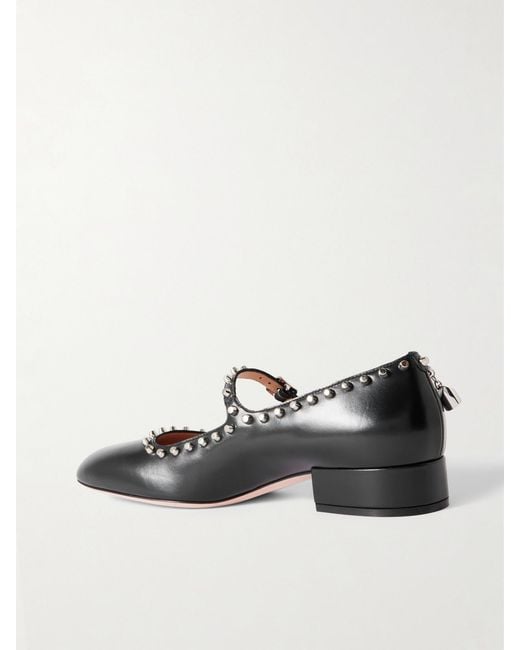 Bally Black Belkys Embellished Studded Leather Mary Jane Pumps