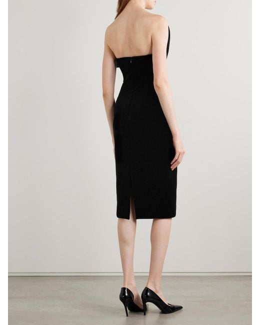 Khaite Black Sato Strapless Draped Velvet Dress