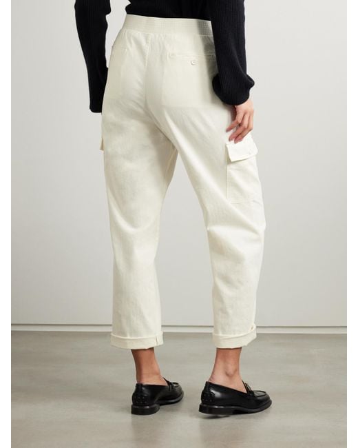 James Perse White Cargohose Aus Einer Baumwollmischung Mit Fischgratmuster