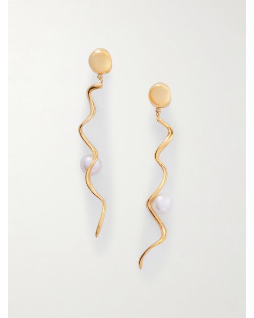 Agmes Natural Teneille Recycled Vermeil Pearl Earrings