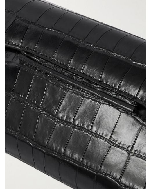 Totême  Black T-Lock Clutch Aus Leder Mit Krokodileffekt