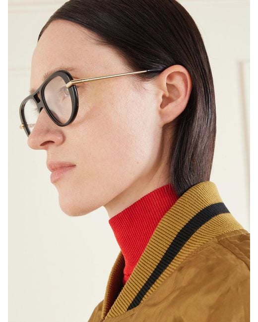 Loewe Black Slim Aviator-Style Acetate Sunglasses
