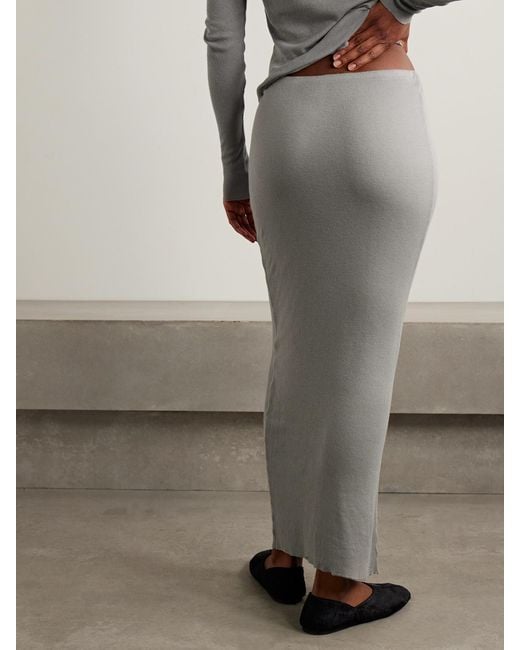 James Perse Gray Ribbed Cotton And Cashmere-Blend Maxi Skirt