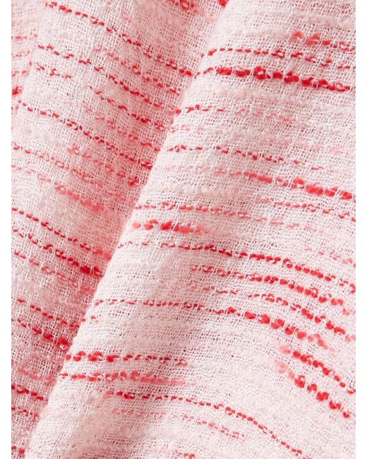 Lisa Marie Fernandez Pink Hooded Striped Linen-Blend Gauze Poncho