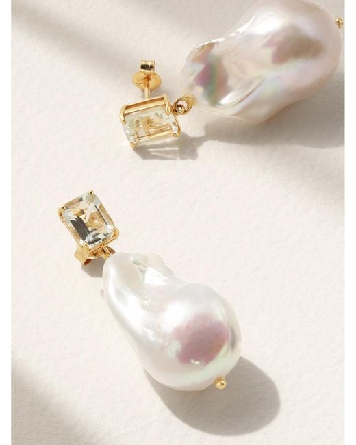 Mateo Natural 14-Karat, Pearl And Amethyst Earrings