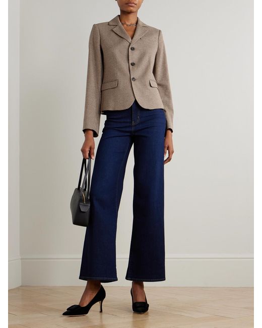 FRAME Natural The Plaid Riding Houndstooth Tweed Blazer