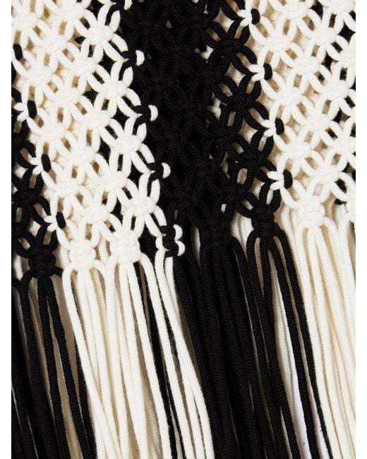 Zimmermann Black Wanderlust Fringed Striped Macramé Cotton Top