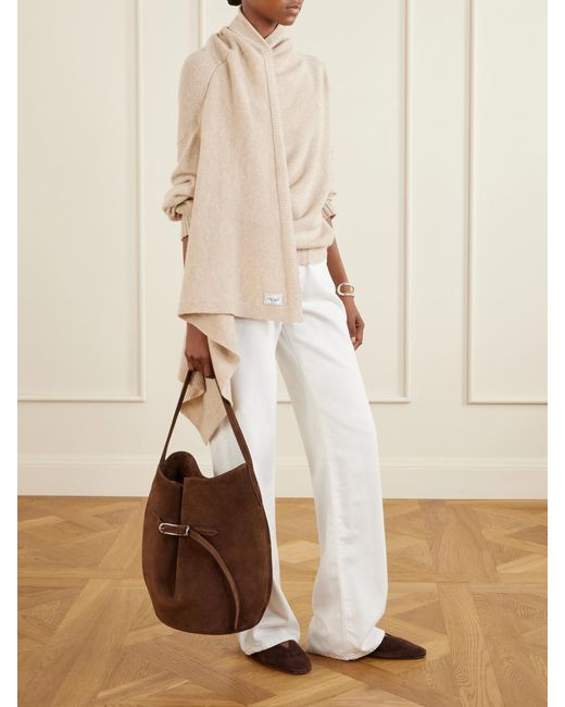 Liffner Brown Buckled Large Suede Shoulder Bag