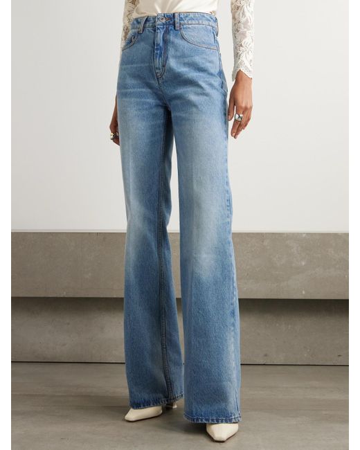 AMI Blue Hoch Sitzende Jeans Mit Weitem Bein