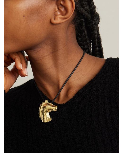 YSSO Blue Aethon-Plated And Cord Necklace
