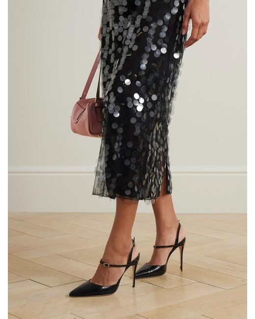JENNIFER CHAMANDI White Vittorio 105 Slingback-Pumps Mit Spitzer Kappe Aus Elapheleder