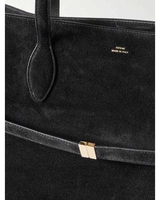 Totême Black Lounge Large Leather-Trimmed Suede Tote