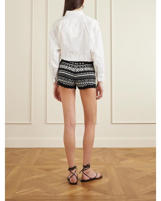 Alix Of Bohemia Black Shea Scalloped Cotton-Jacquard Shorts