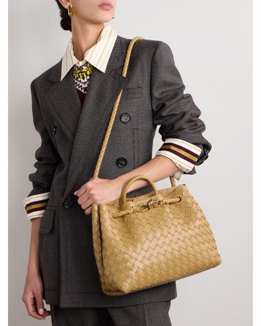 Bottega Veneta Natural Andiamo Medium Intrecciato Leather Tote