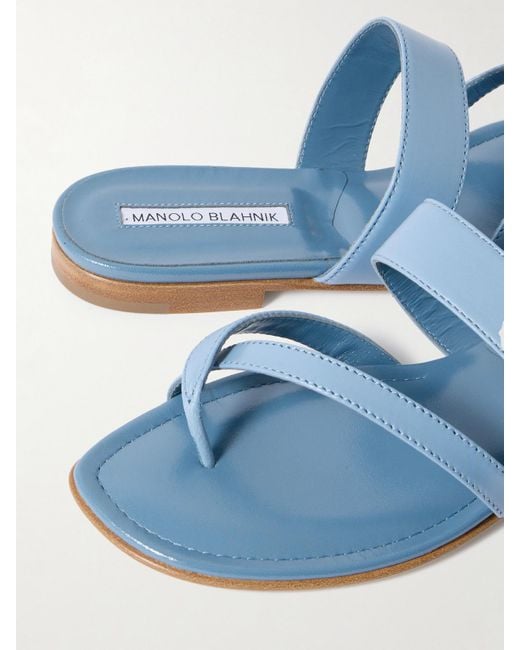Manolo Blahnik Blue Susa Leather Sandals