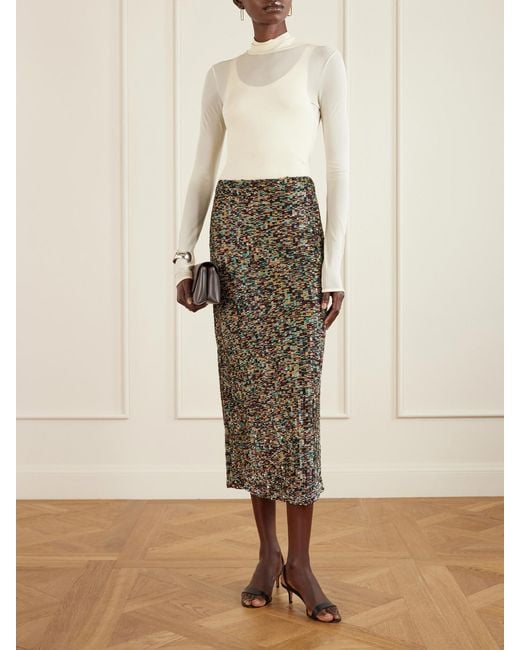 Twp Multicolor Sylkie Sequined Crepe De Chine Maxi Skirt