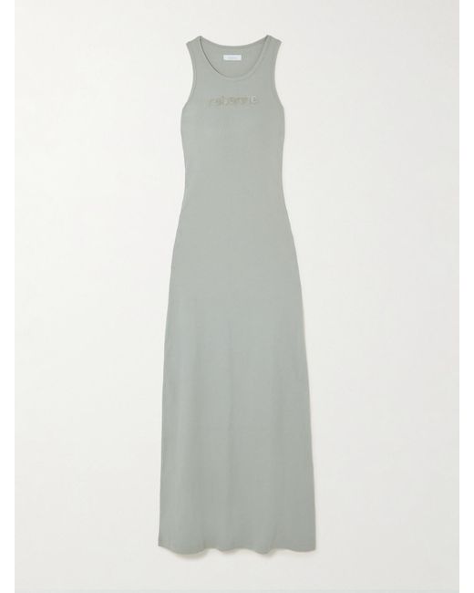 Rabanne White Maxikleid Aus Einer Gerippten Baumwollmischung Mit Applikation