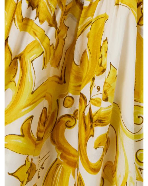 Dolce & Gabbana Metallic Maiolica Pleated Printed Cotton-Poplin Mini Skirt